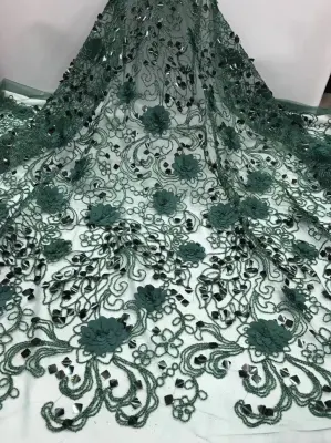 Blume Nigeria Schnürsenkel 3D Stickerei Braut Tüll Schnürsenkel Stoff für Hochzeitskleid